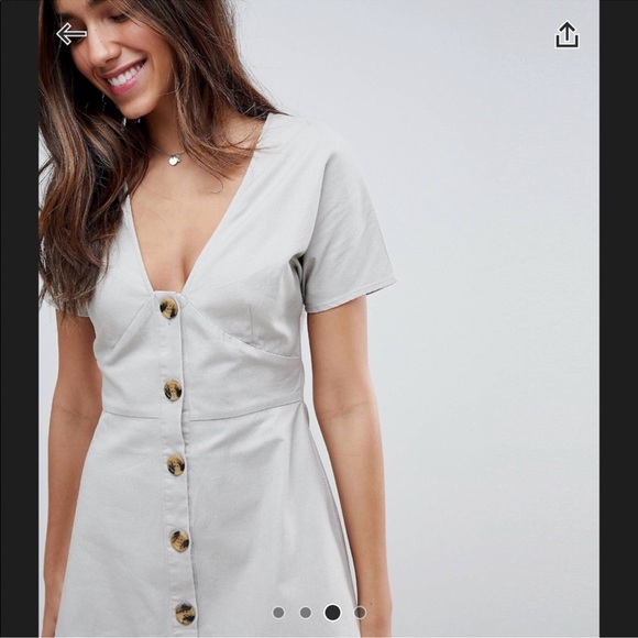 ASOS Button Through Mini Casual Skater Dress - Picture 4 of 14